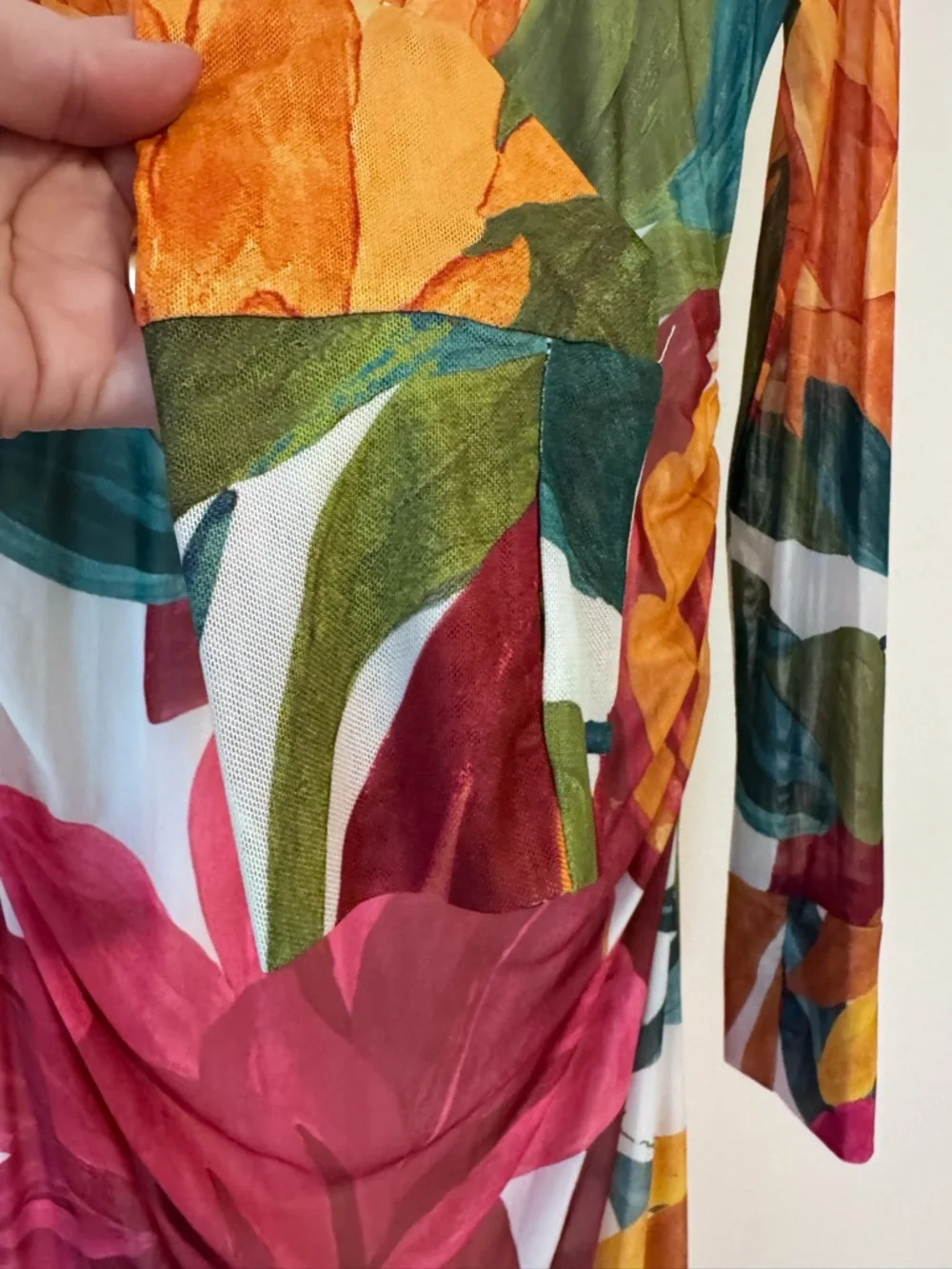 NWT Farm Rio Long-Sleeve Mock-Neck Mesh Slim Midi Dress NWT Large - Picture 9 of 13